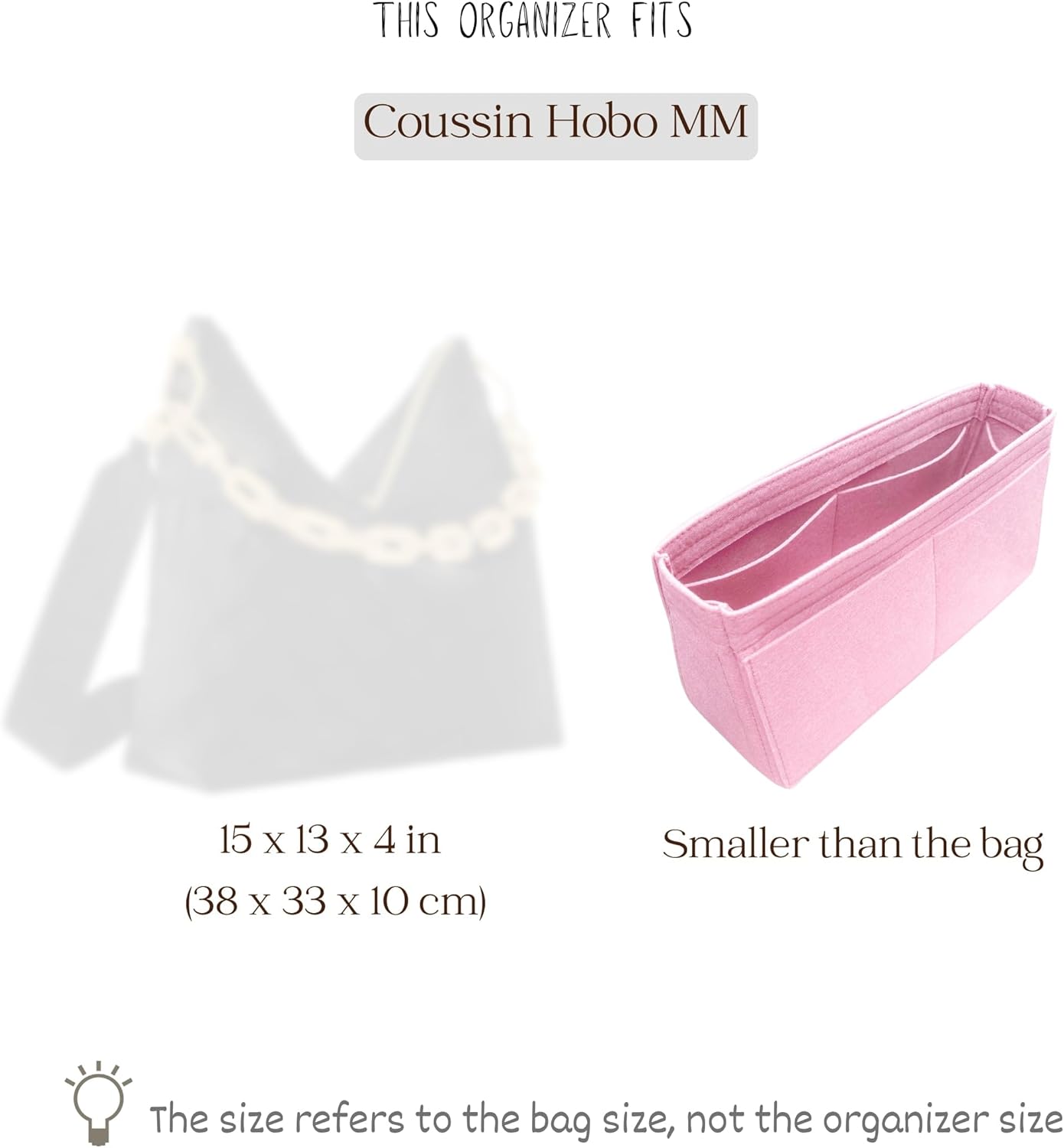 Organizer for Coussin Hobo MM, Felt Bag Insert (Blossom)
