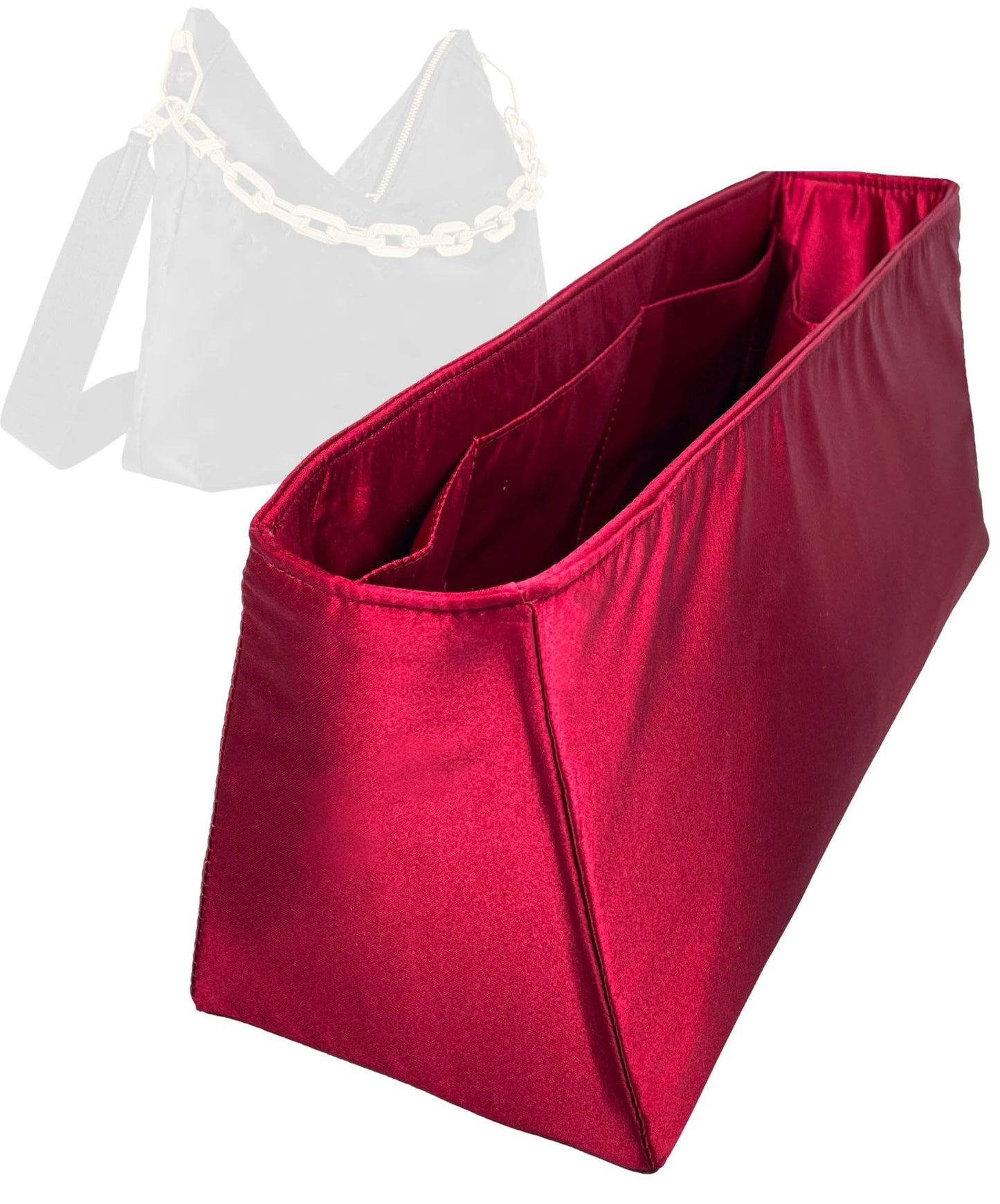 Organizer for Coussin Hobo MM, Satin Silk Bag Insert with Zipper Pocket (Blush)
