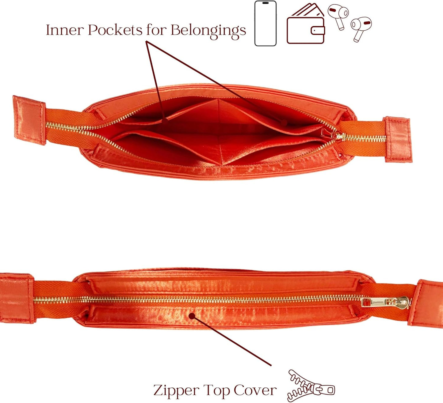 Organizer for Evelyne TPM/16, PM/29, GM/33, TGM/40, Satin Silk Bag Insert (TPM/16cm, Orange)