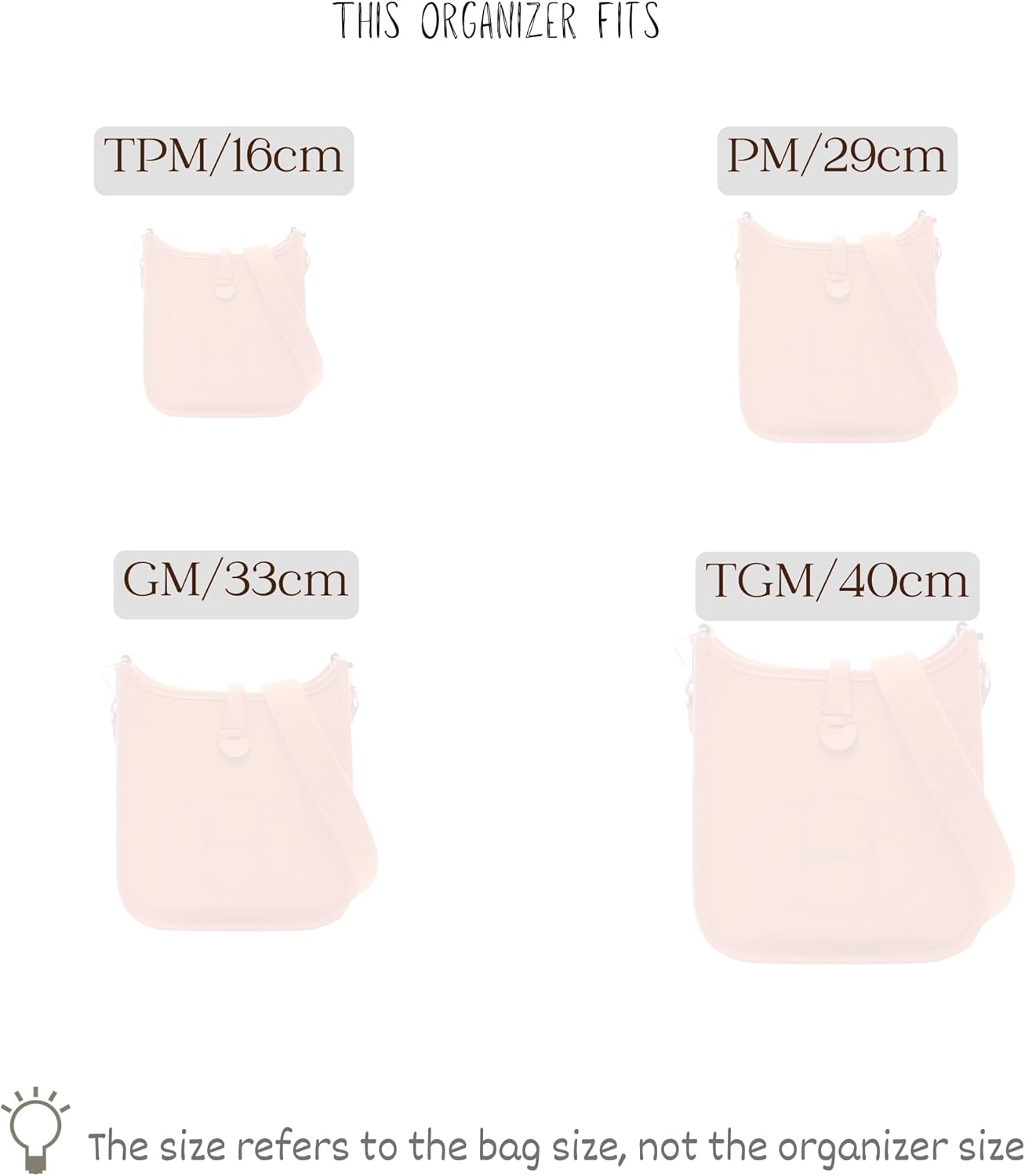 Organizer for Evelyne TPM/16, PM/29, GM/33, TGM/40, Satin Silk Bag Insert (TPM/16cm, Orange)