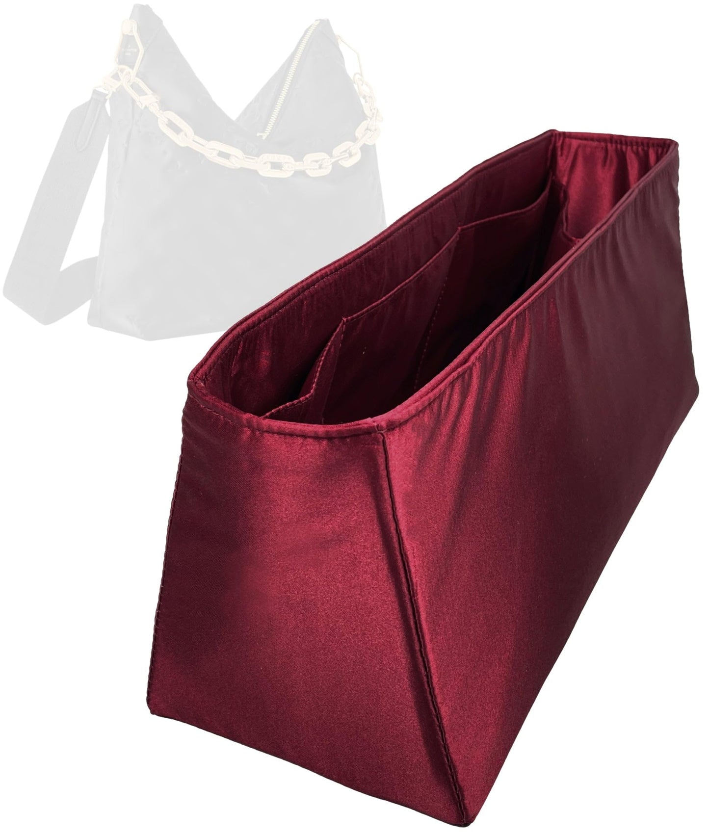 Organizer for Coussin Hobo MM, Satin Silk Bag Insert with Zipper Pocket (Blush)