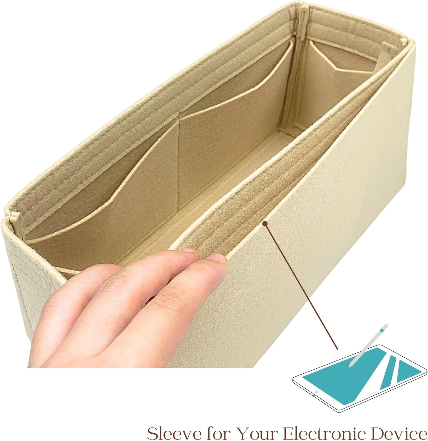 Organizer for Coussin Hobo MM, Felt Bag Insert (Blossom)