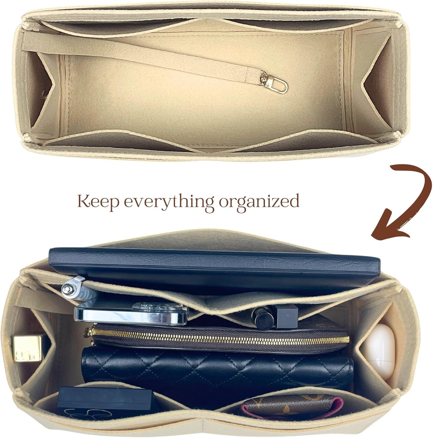 Organizer for Coussin Hobo MM, Felt Bag Insert (Blossom)