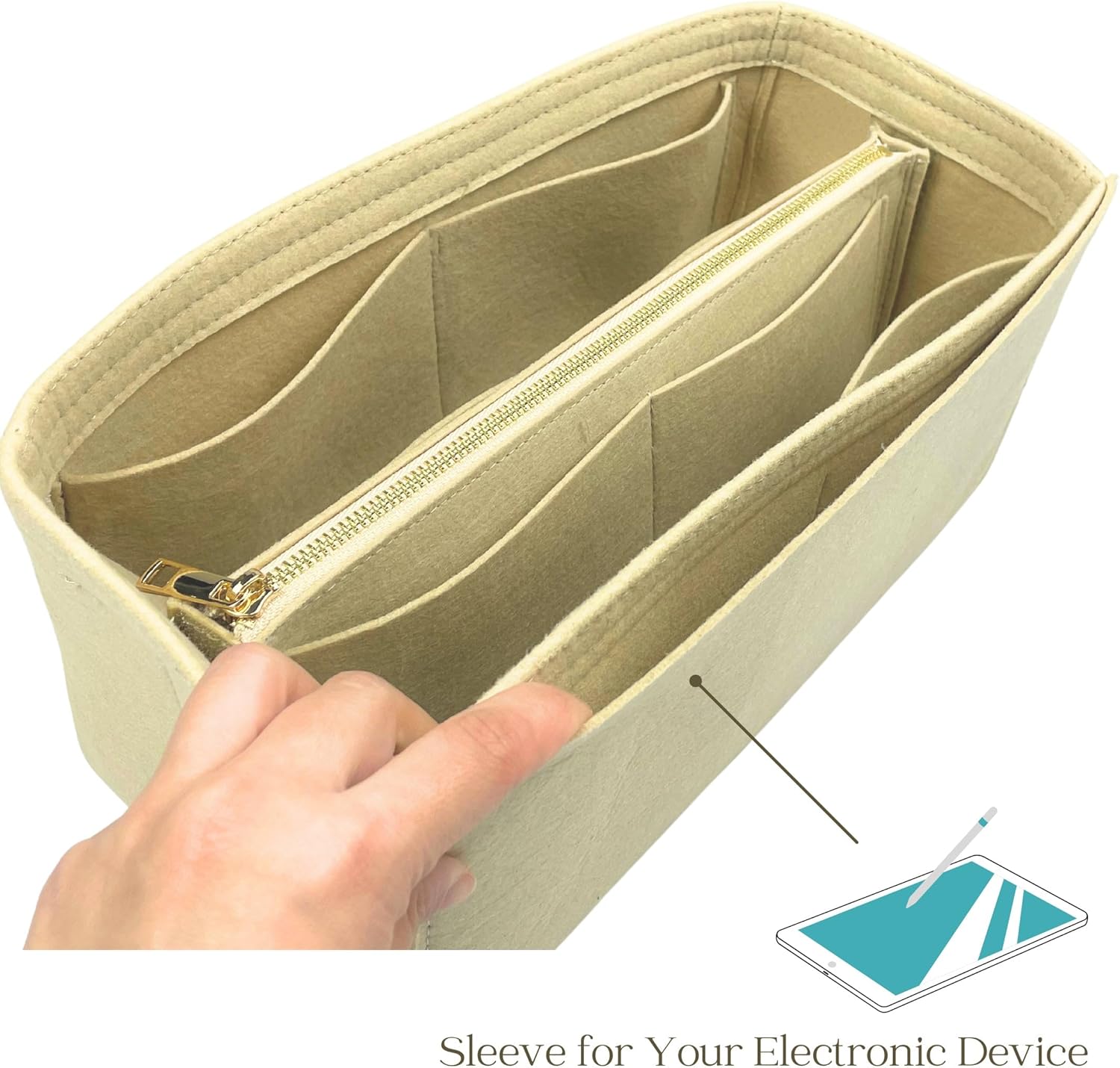 Organizer for Celine Luggage Bag, Nano/Micro/Mini, Felt Insert (Mini, Tan)