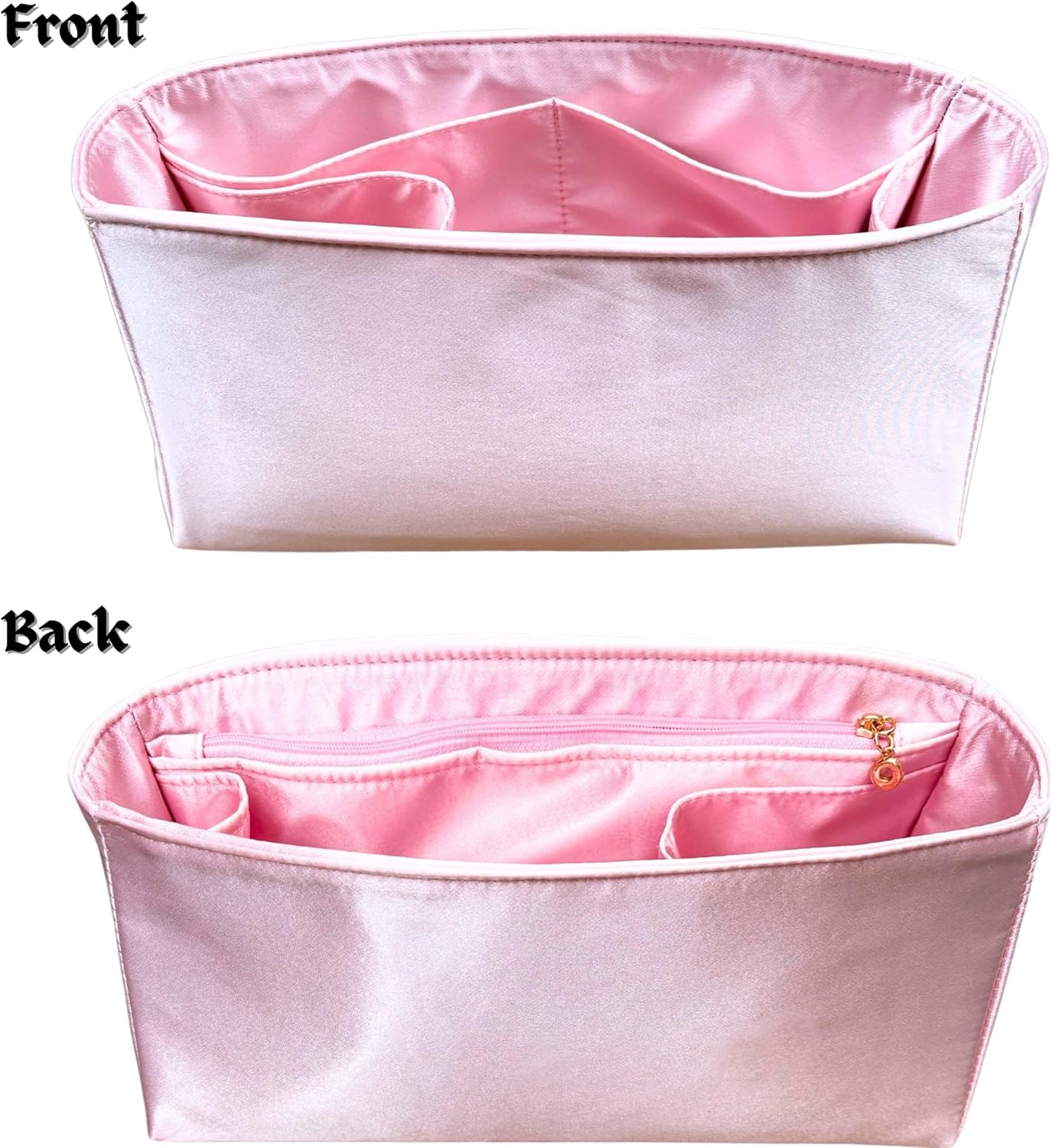 Organizer for Coussin Hobo MM, Satin Silk Bag Insert with Zipper Pocket (Blush)