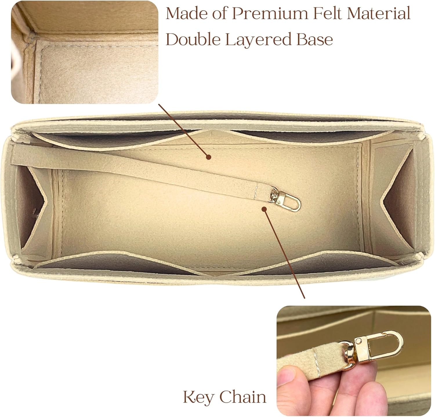 Organizer for Coussin Hobo MM, Felt Bag Insert (Blossom)