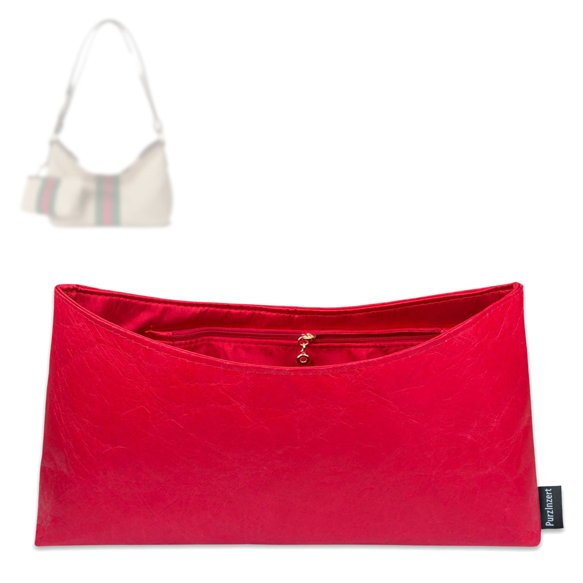 Bag Insert for (Gucci, Medium Shoulder Bag with Web) Organizer Tote Purse Organiser Liner Shaper [Dupont Paper Tyvek with Silk Interior]
