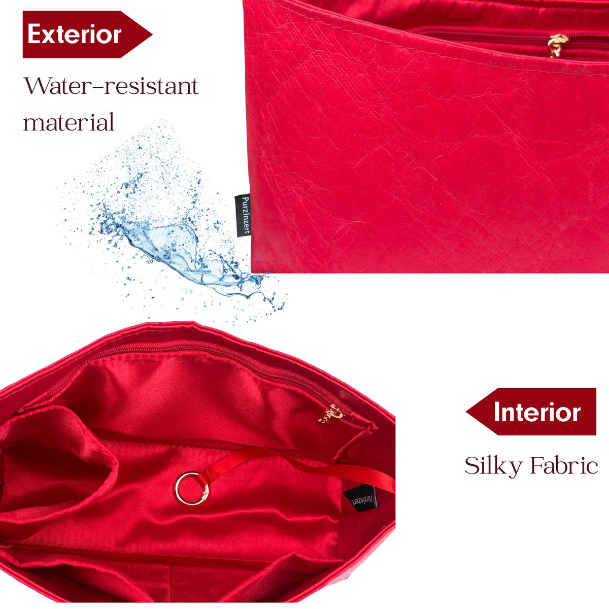 Bag Insert for (Coach, Chelsea Shoulder Bag 30) Organizer of DupontPaper with Silk Interior