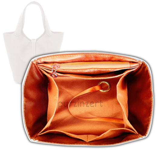 Bag Insert for (Hermes, Picotin 31) Organizer Tote Purse Organiser Liner Shaper [Dupont Paper Tyvek with Silk Interior]