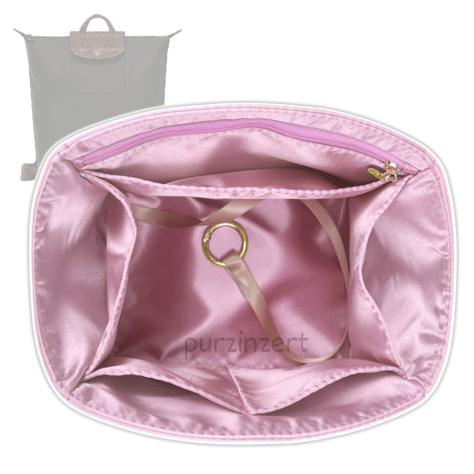 Bag Insert for (Longchamp, Le Pliage One M Backpack) Organizer Tote Purse Organiser Liner Shaper [Dupont Paper Tyvek with Silk Interior]