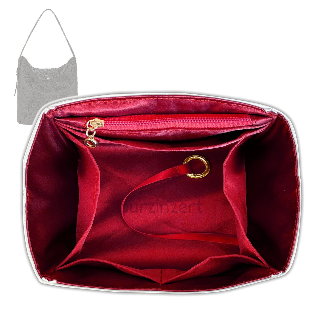 Bag Insert for (Longchamp, Le Cadence L Shoulder bag) Organizer Tote Purse Organiser Liner Shaper [Dupont Paper Tyvek with Silk Interior]