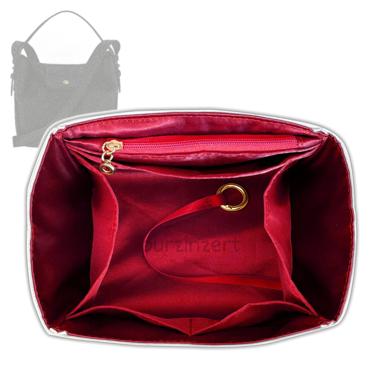 Bag Insert for (Longchamp, Le Cadence S Bucket bag) Organizer Tote Purse Organiser Liner Shaper [Dupont Paper Tyvek with Silk Interior]