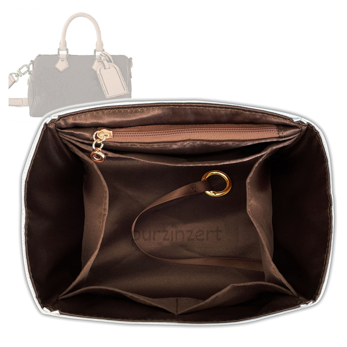 Bag Insert for (LV, P9 Speedy 25) Organizer Tote Purse Organiser Liner Shaper [Dupont Paper Tyvek with Silk Interior]
