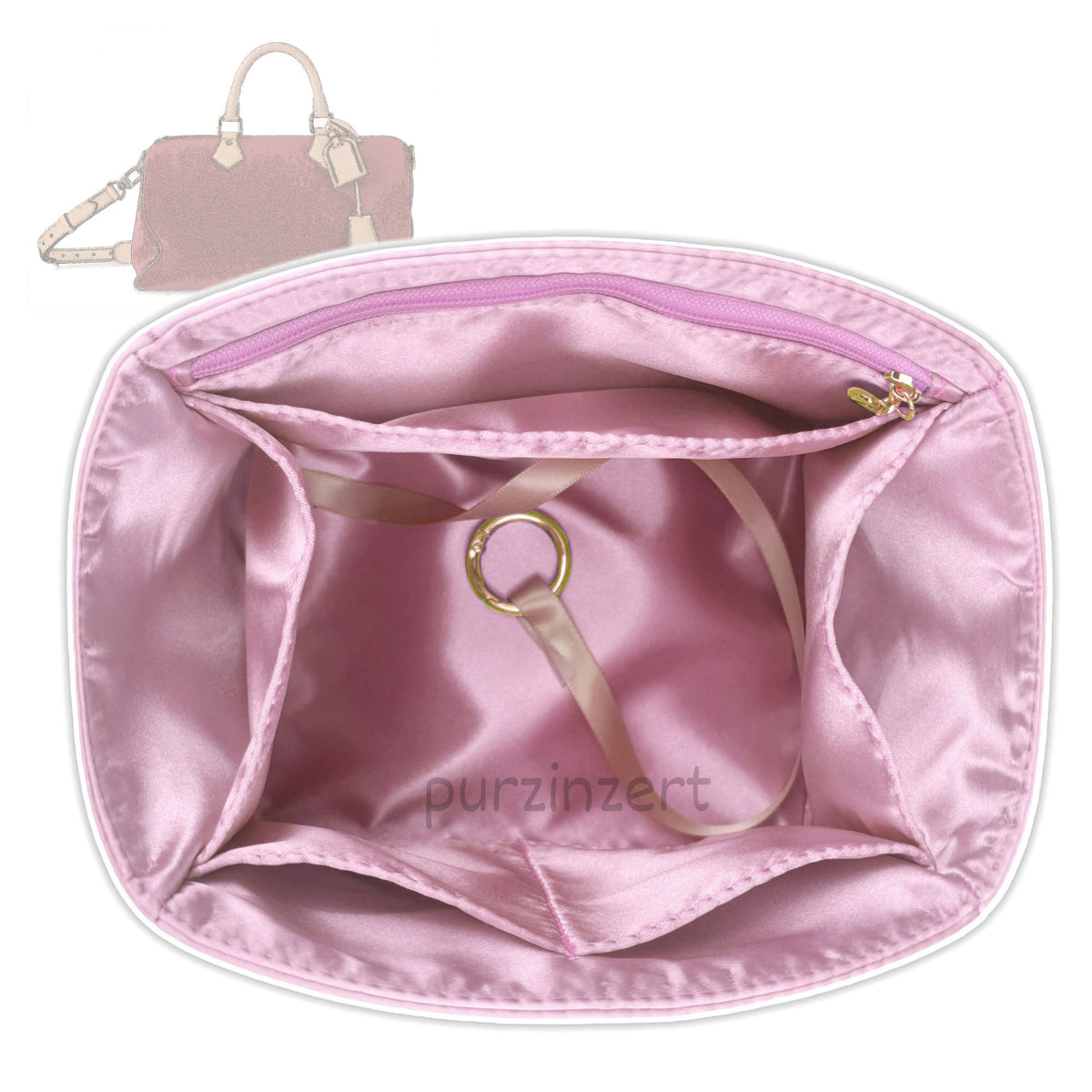 Bag Insert for (LV, P9 Speedy 40) Organizer Tote Purse Organiser Liner Shaper [Dupont Paper Tyvek with Silk Interior]
