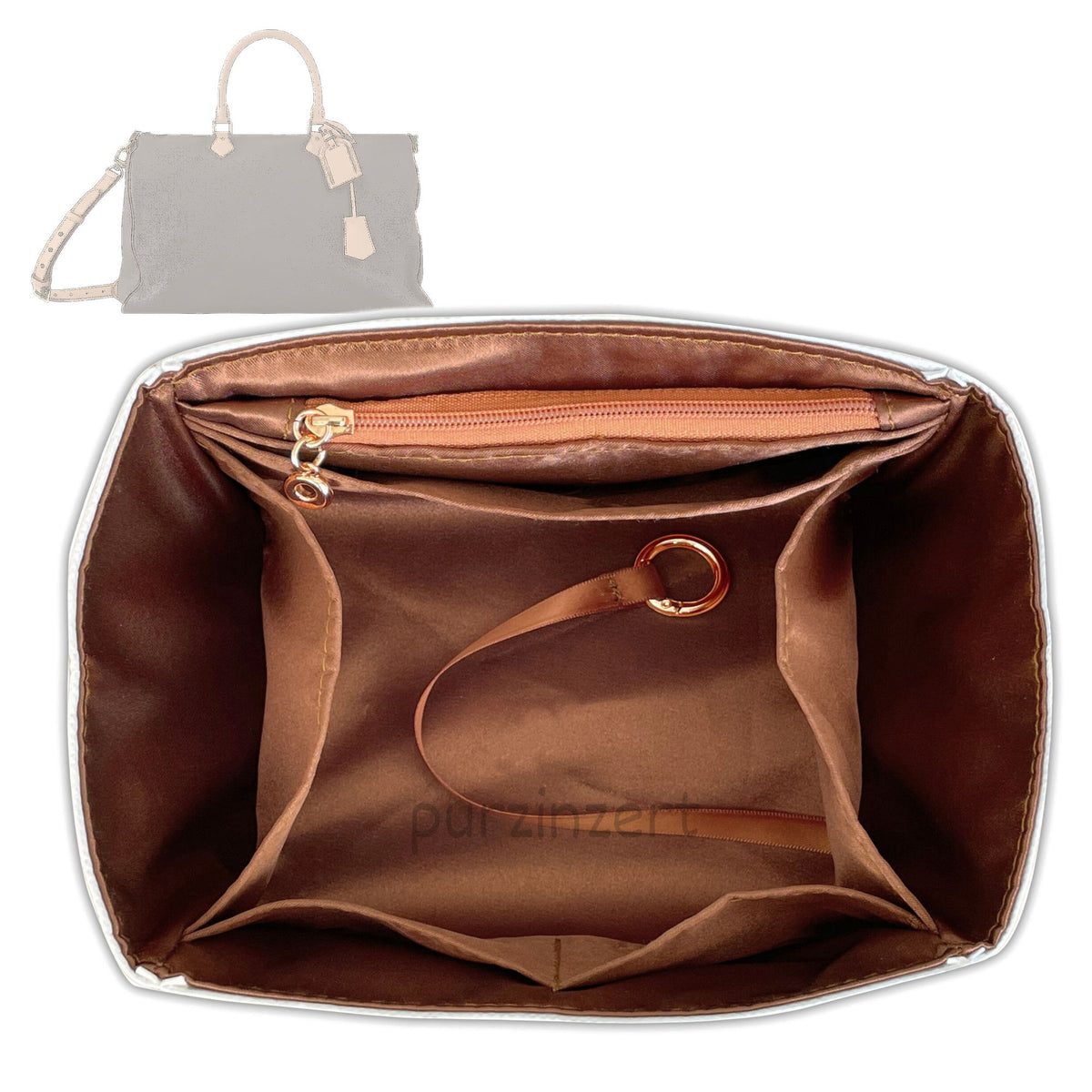 Bag Insert for (LV, P9 Speedy 50) Organizer Tote Purse Organiser Liner Shaper [Dupont Paper Tyvek with Silk Interior]