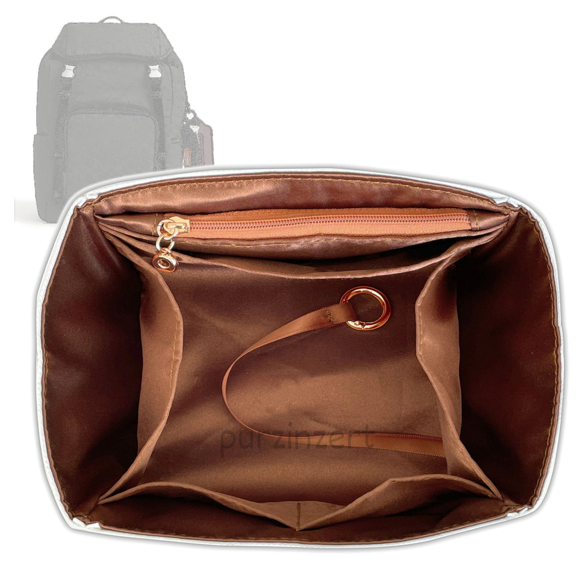 Bag Insert for (Coach, LOGAN BACKPACK IN SIGNATURE NYLON WITH CHARMS) Organizer Tote Purse Organiser Liner Shaper [Dupont Paper Tyvek with Silk Interior]