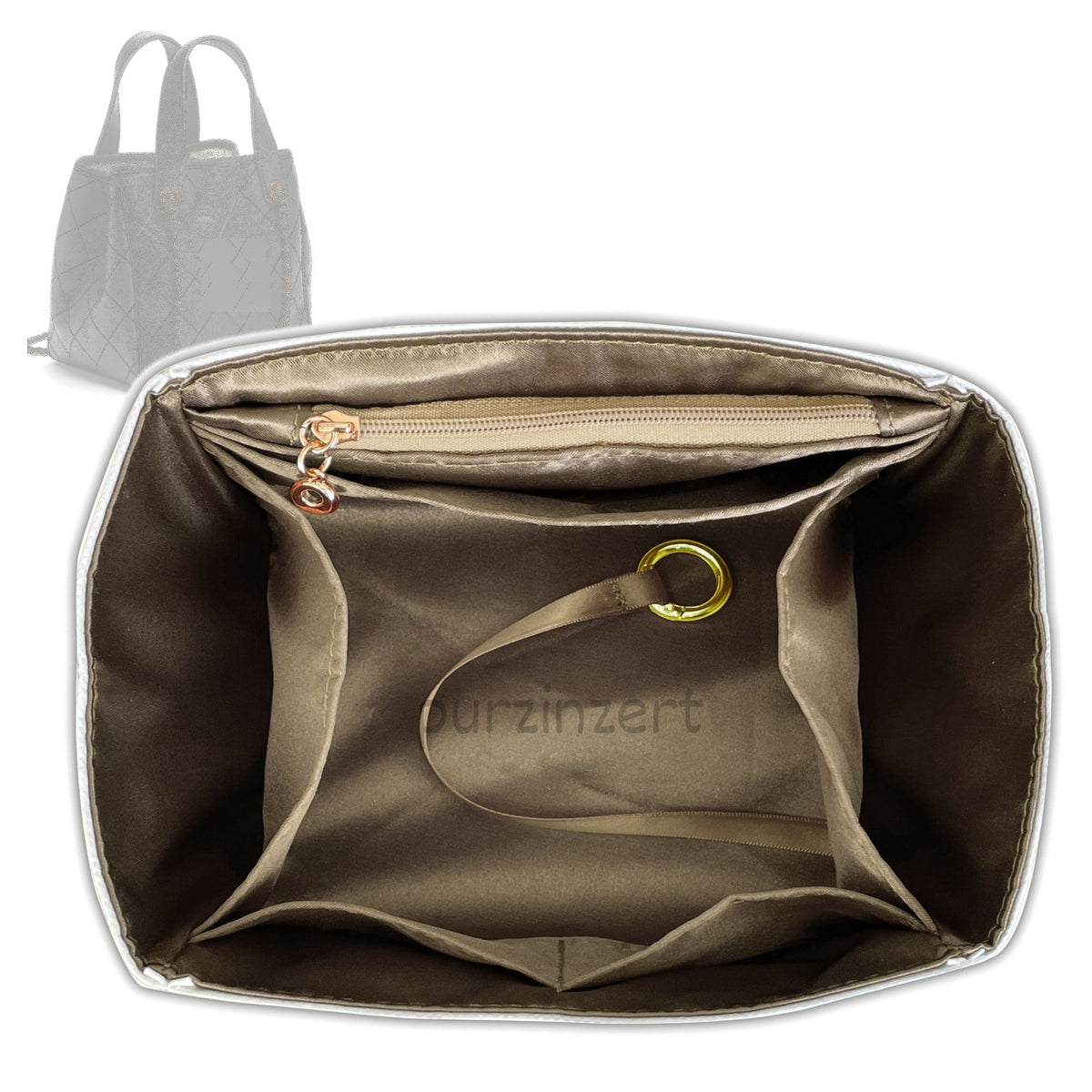 Bag Insert for (Chanel, Mini Shopping Bag) Organizer Tote Purse Organiser Liner Shaper [Dupont Paper Tyvek with Silk Interior]