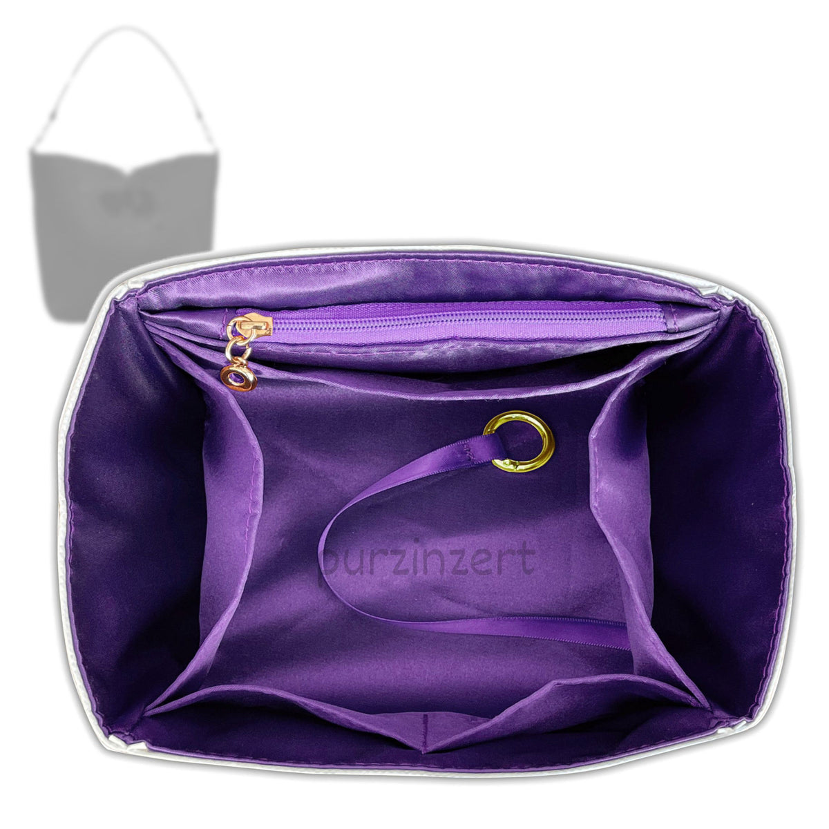 Bag Insert for (Longchamp, Le Roseau XS Bucket Bag) Organizer Tote Purse Organiser Liner Shaper [Dupont Paper Tyvek with Silk Interior]