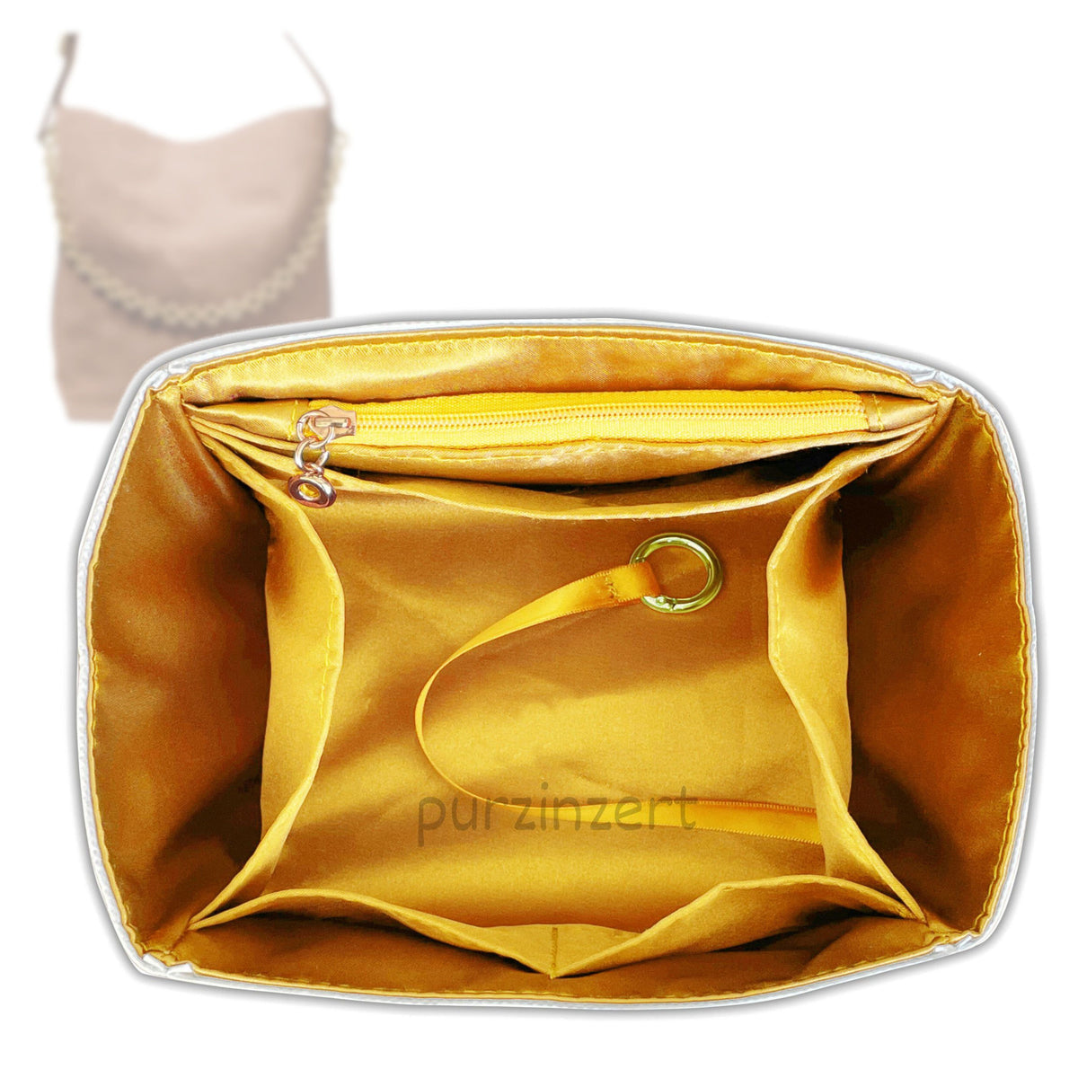 Bag Insert for (Michael Kors, Nolita Large Suede Bucket Tote Bag) Organizer Tote Purse Organiser Liner Shaper [Dupont Paper Tyvek with Silk Interior]