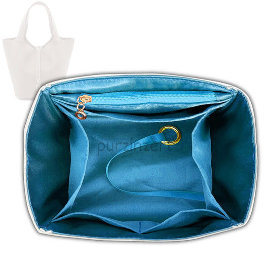 Bag Insert for (Hermes, Picotin 18 (PM)) Organizer Tote Purse Organiser Liner Shaper [Dupont Paper Tyvek with Silk Interior]