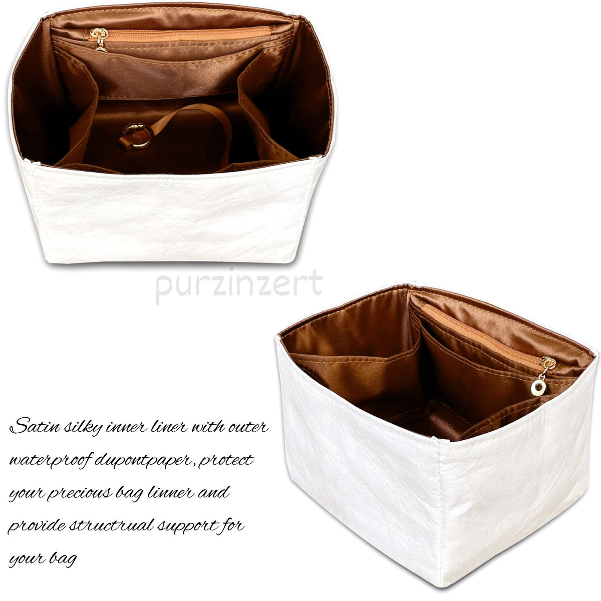 Bag Insert for (Loro Piana, Large Bale bag) Organizer of DupontPaper with Silk Interior