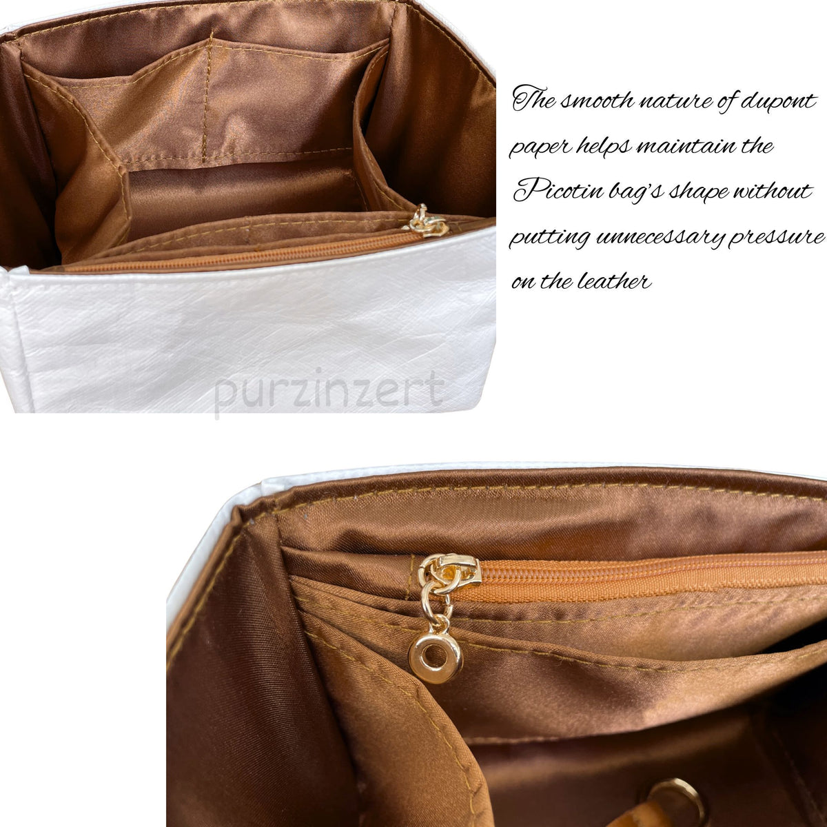 Bag Insert for (Chanel, Mini Shopping Bag) Organizer of DupontPaper with Silk Interior