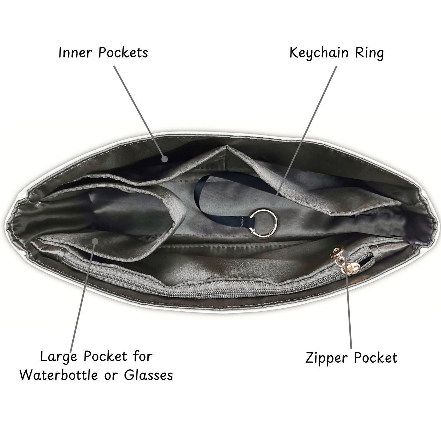 Bag Insert for (Coach, BROOKLYN SHOULDER BAG 39) Organizer of DupontPaper with Silk Interior