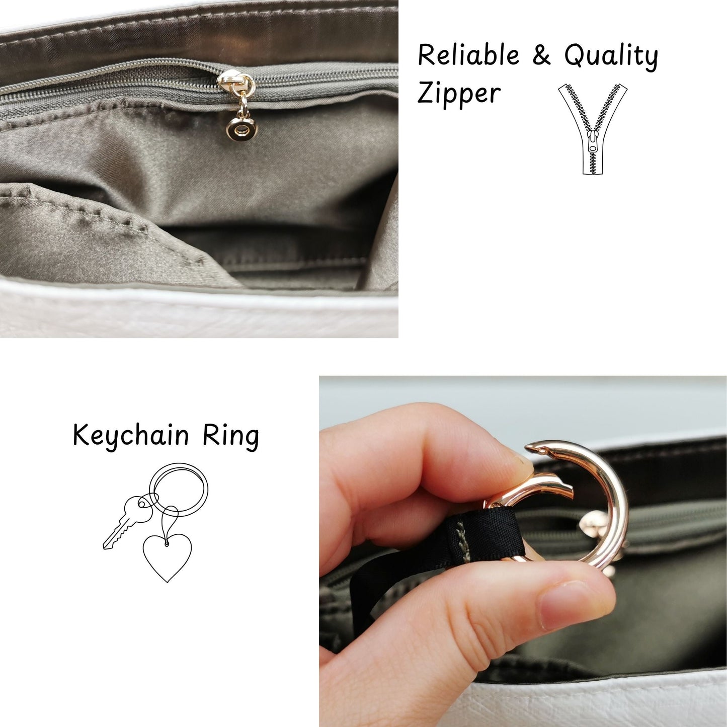 Bag Insert for (Coach, BROOKLYN SHOULDER BAG 23) Organizer of DupontPaper with Silk Interior