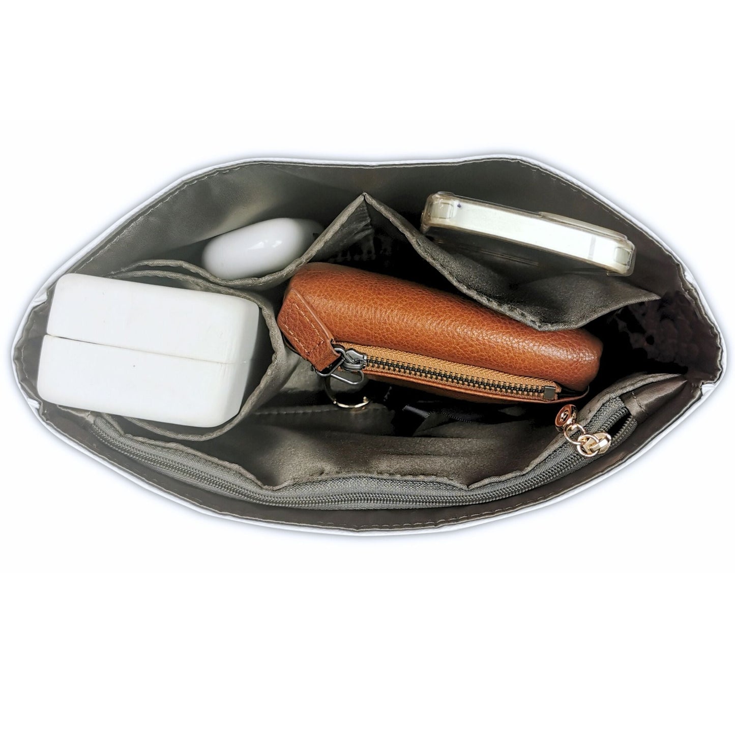 Bag Insert for (Coach, BROOKLYN SHOULDER BAG 28) Organizer of DupontPaper with Silk Interior