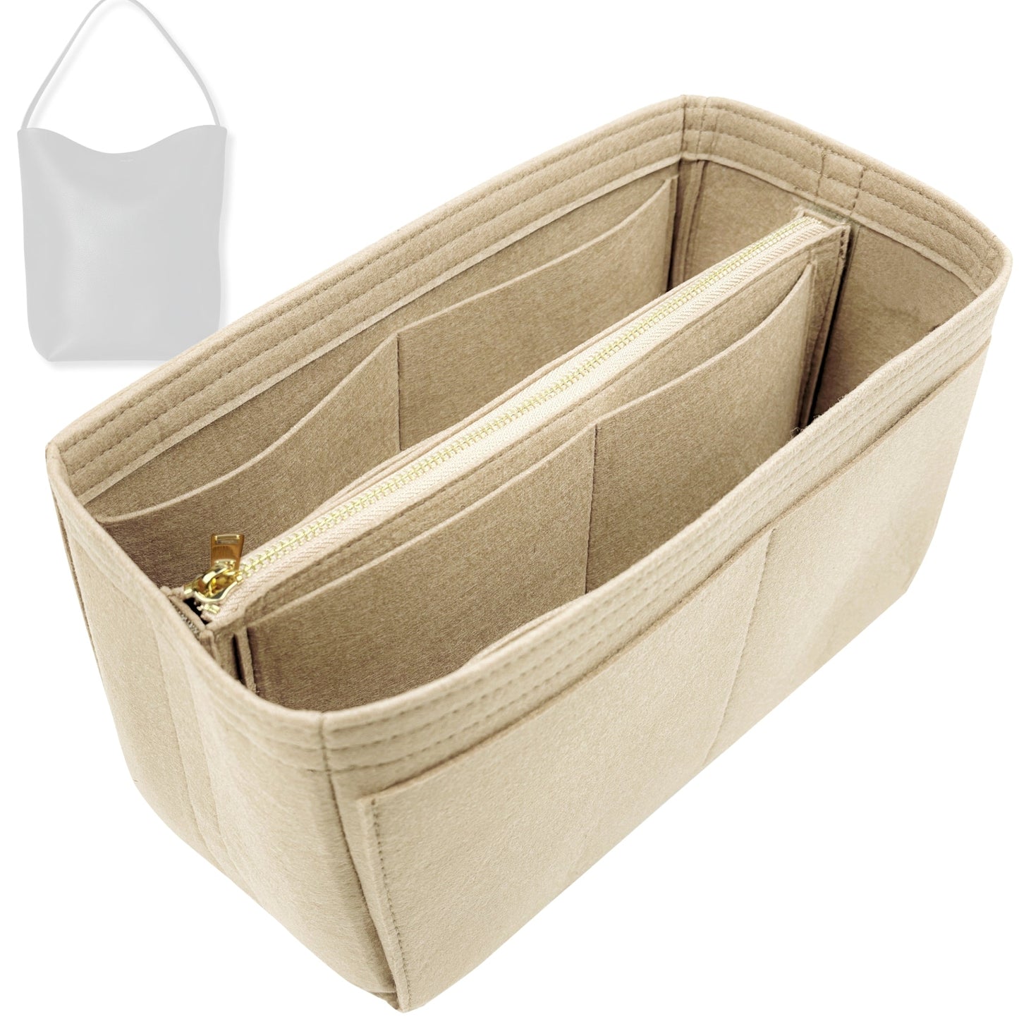 Bag Insert for (The Row, Small N/S Park Tote) Organizer Tote Purse Organiser Liner Shaper [Premium Felt Material]