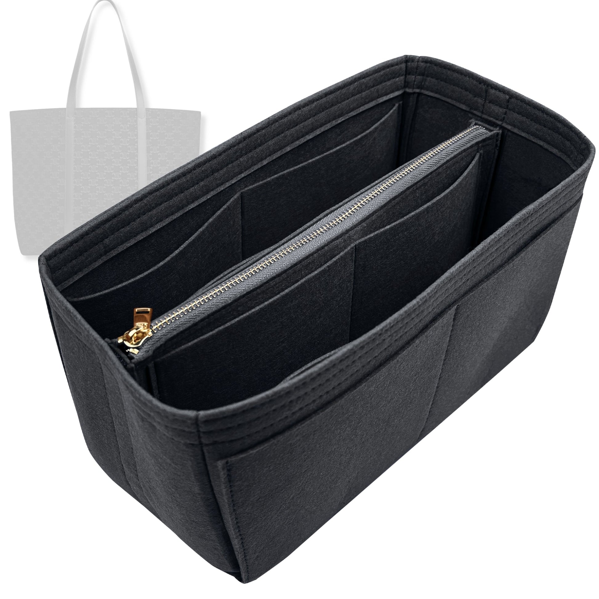 Bag Insert for (Celine, HORIZONTAL MUSEUM BAG in SUEDE CALFSKIN WITH TRIOMPHE EMBOSSED) Organizer Tote Purse Organiser Liner Shaper [Premium Felt Material]