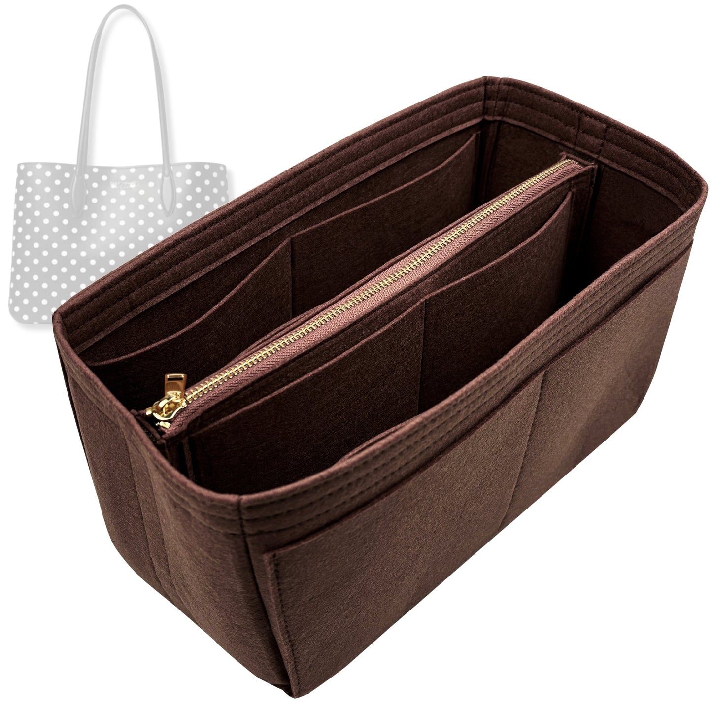 Bag Insert for (Kate Spade, All Day Domino Dot Large Tote) Organizer Tote Purse Organiser Liner Shaper [Premium Felt Material]