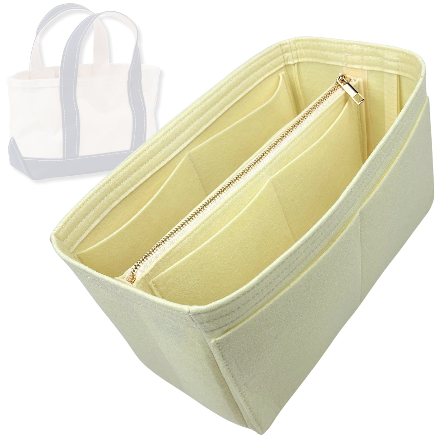 Bag Insert for (L.L.Bean, Boat and Tote - Mini) Organizer Tote Purse Organiser Liner Shaper [Premium Felt Material]