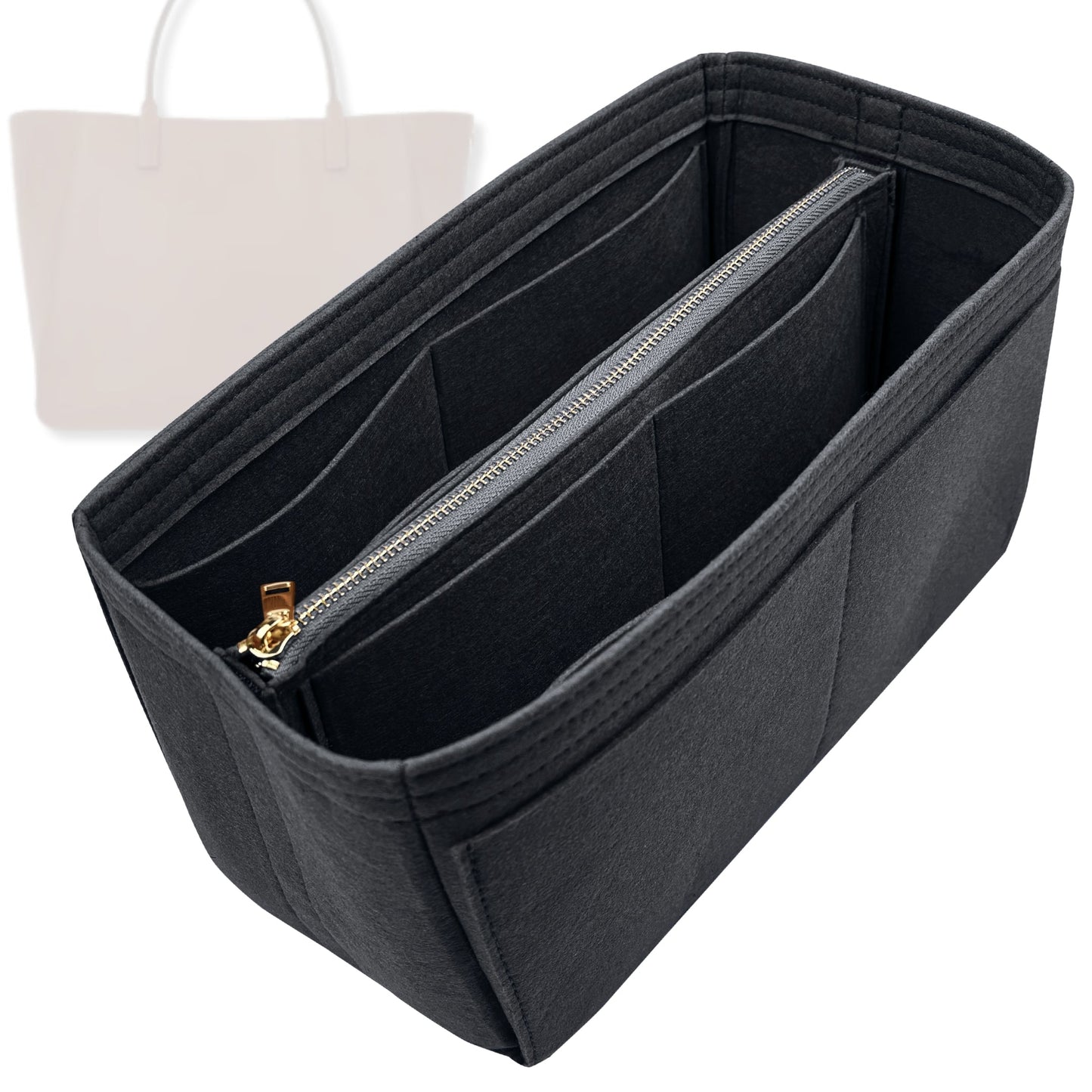 Bag Insert for (Valentino Garavani, large VLogo tote bag) Organizer Tote Purse Organiser Liner Shaper [Premium Felt Material]