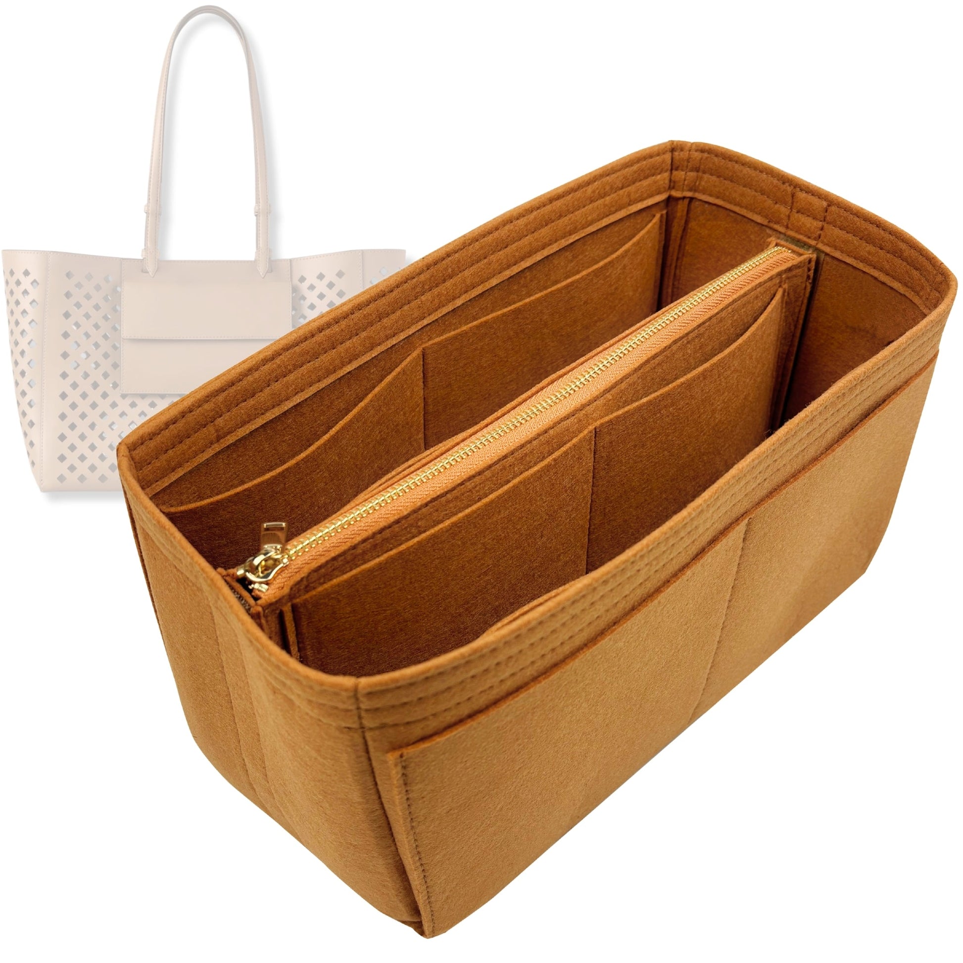 Bag Insert for (Mulberry, Perforated Tote) Organizer Tote Purse Organiser Liner Shaper [Premium Felt Material]