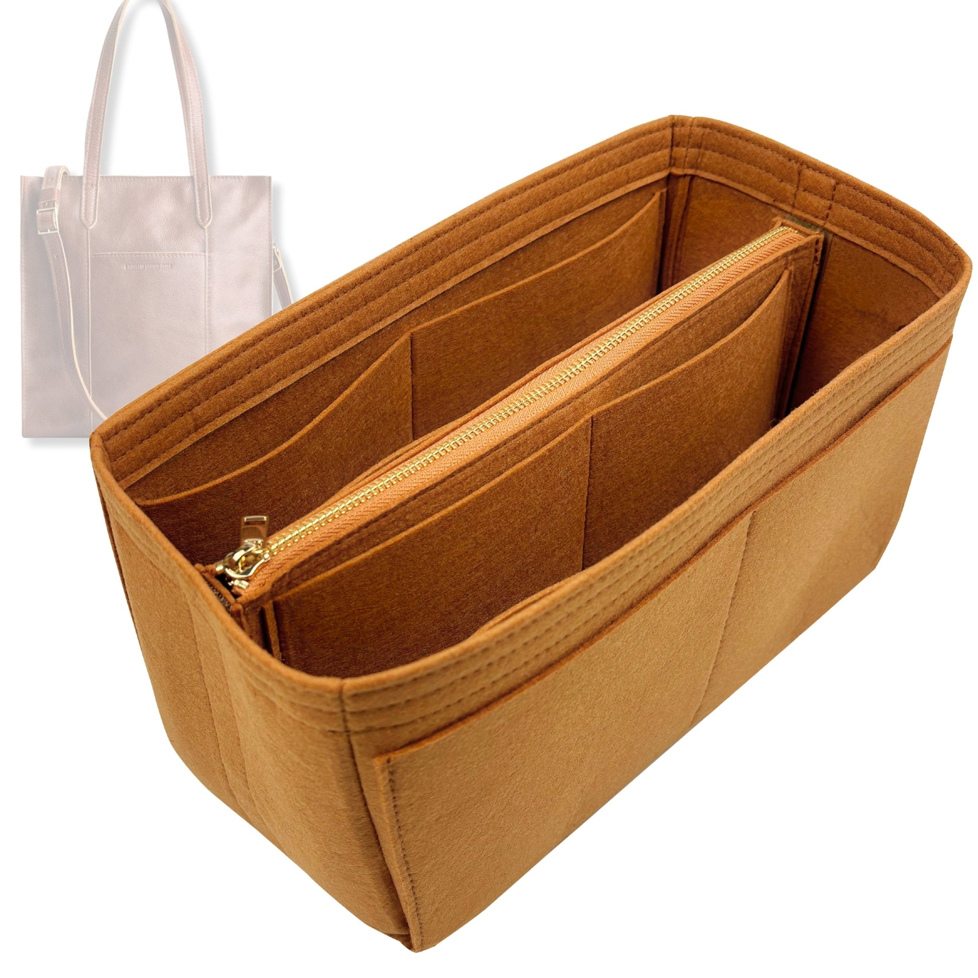 Bag Insert for (Portland Leather Goods, Large Lola Zipper Crossbody Tote - North/South) Organizer Tote Purse Organiser Liner Shaper [Premium Felt Material]