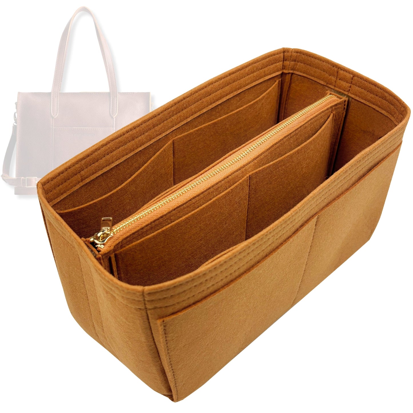 Bag Insert for (Portland Leather Goods, Large Lola Zipper Crossbody Tote - East/West) Organizer Tote Purse Organiser Liner Shaper [Premium Felt Material]