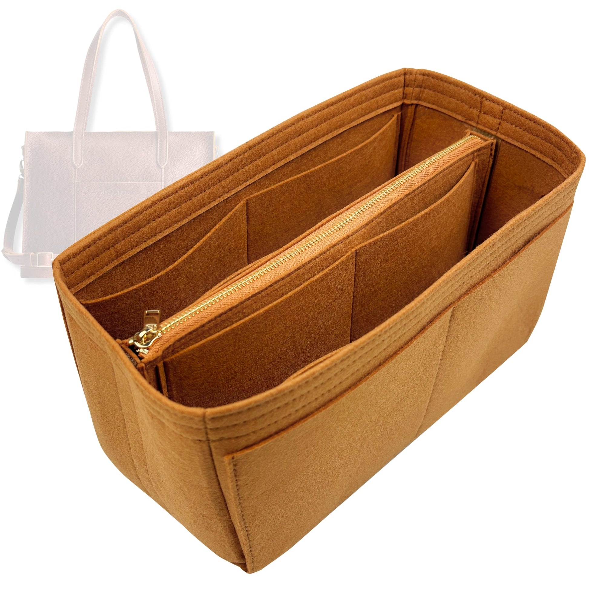 Bag Insert for (Portland Leather Goods, Large Lola Zipper Crossbody Tote - East/West) Organizer Tote Purse Organiser Liner Shaper [Premium Felt Material]