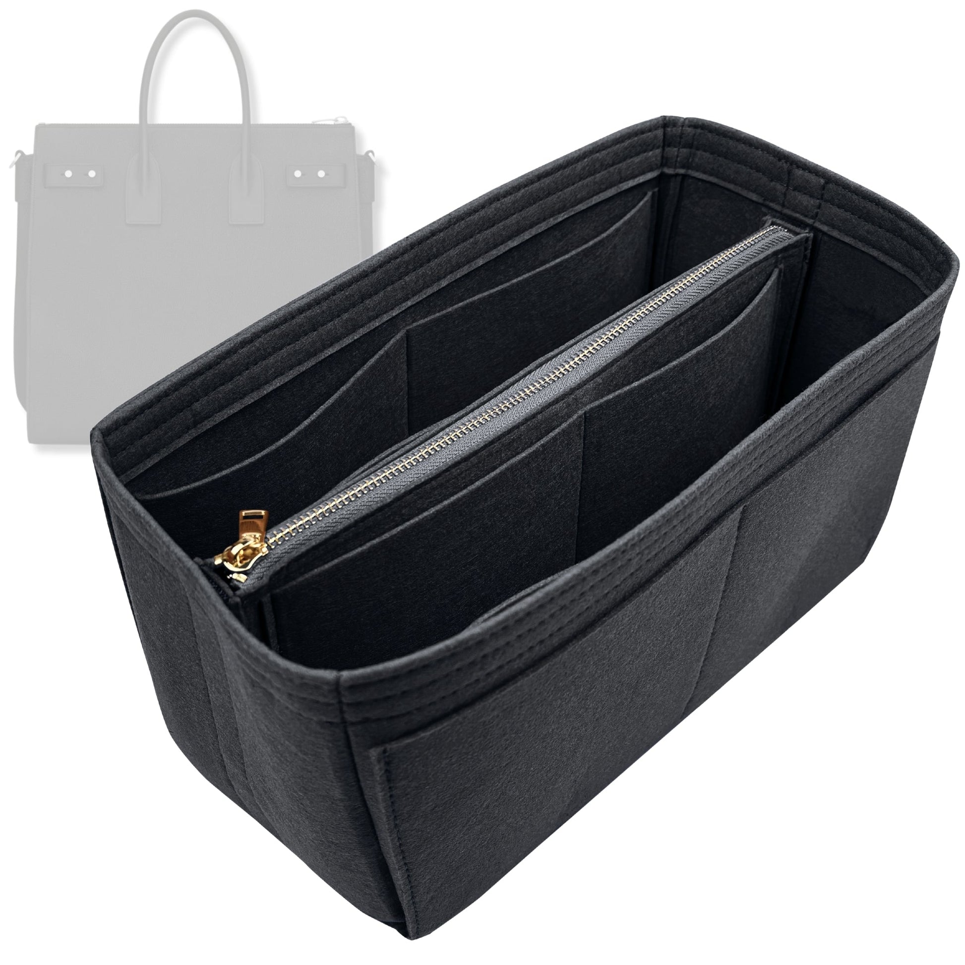 Bag Insert for (Saint Laurent (YSL), Sac De Jour North/South) Organizer Tote Purse Organiser Liner Shaper [Premium Felt Material]