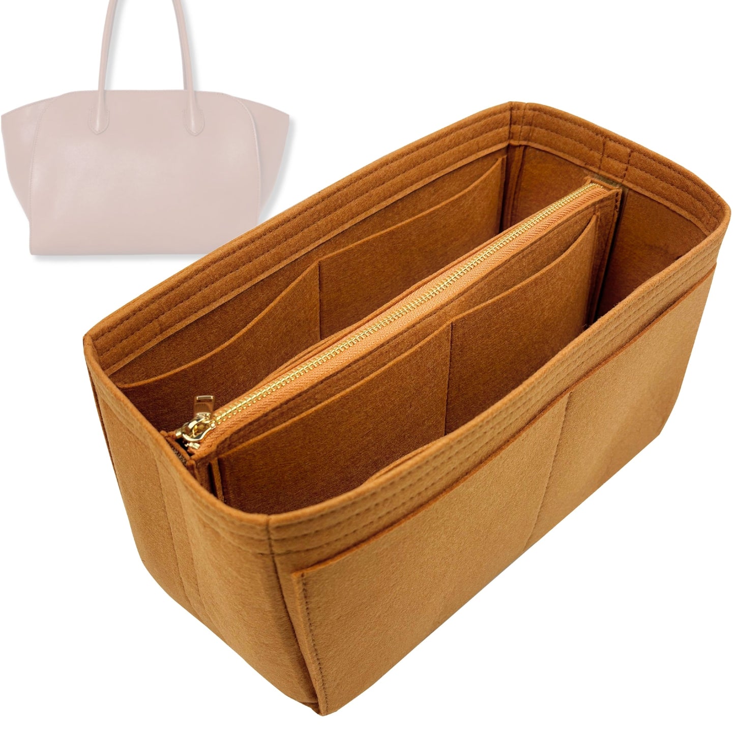 Bag Insert for (The Row, Marlo 12 Bag in Leather) Organizer Tote Purse Organiser Liner Shaper [Premium Felt Material]