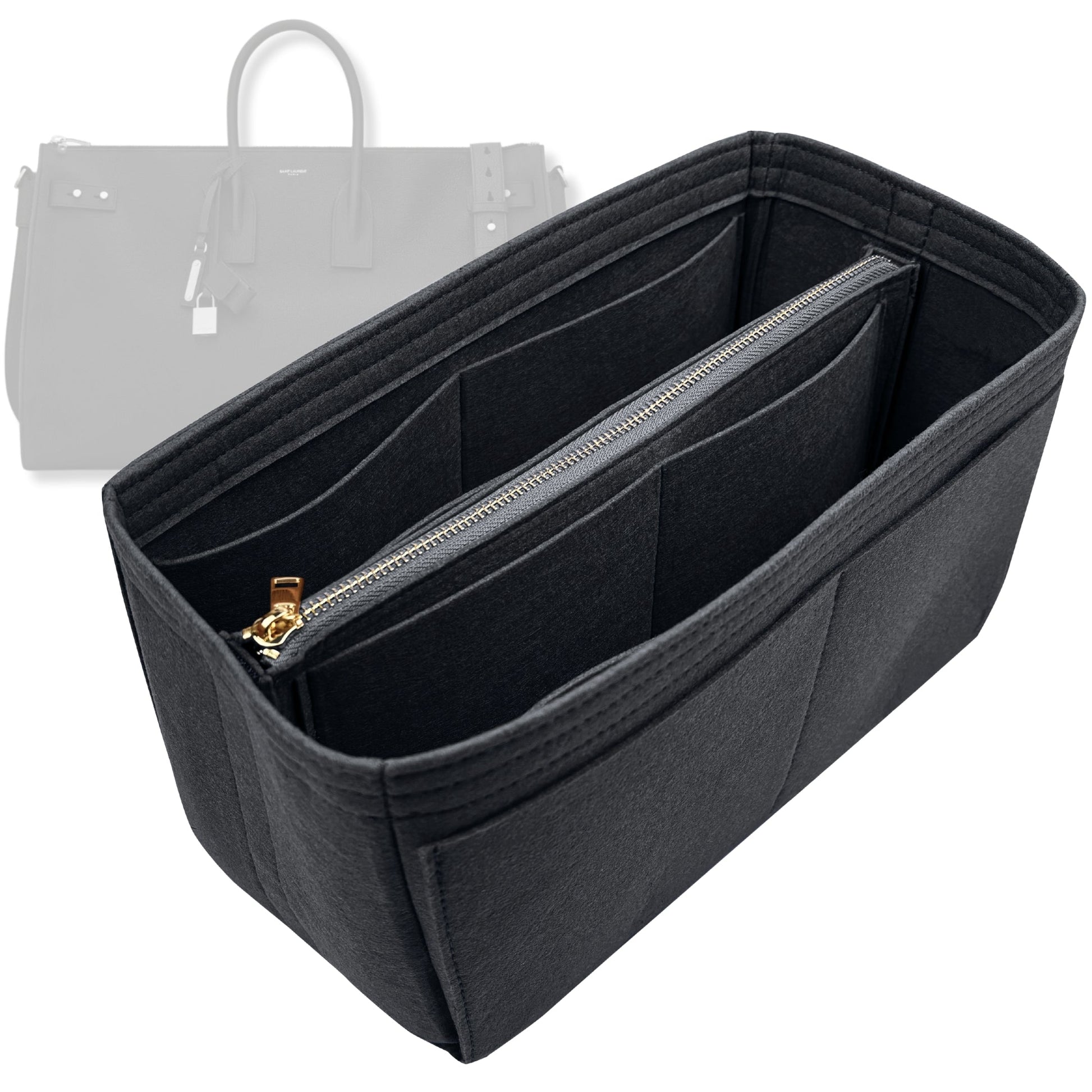 Bag Insert for (Saint Laurent (YSL), sac de jour 48h duffle bag) Organizer Tote Purse Organiser Liner Shaper [Premium Felt Material]
