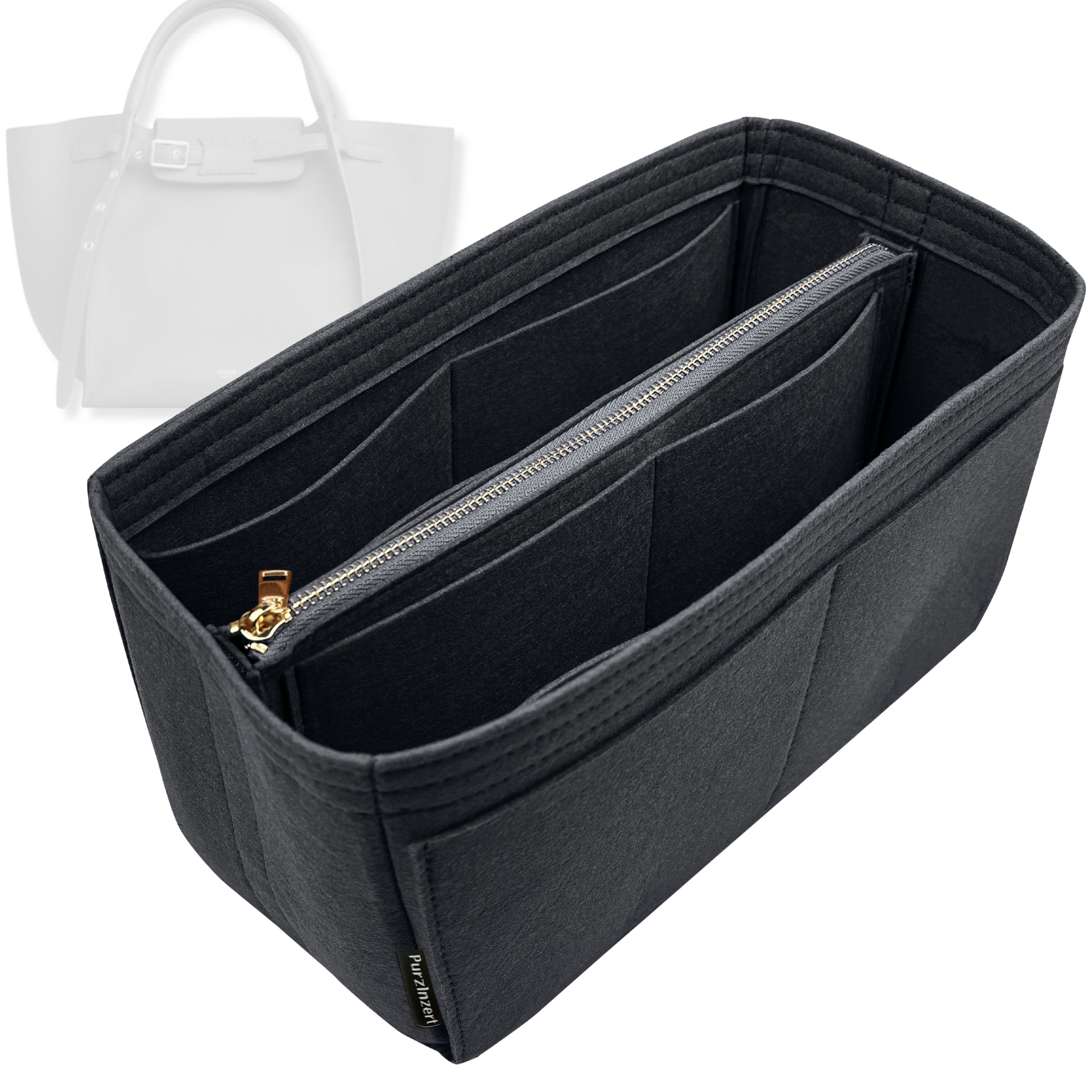 Bag Insert for (Celine, Small Big Bag with long strap) Organizer Tote Purse Organiser Liner Shaper [Premium Felt Material]