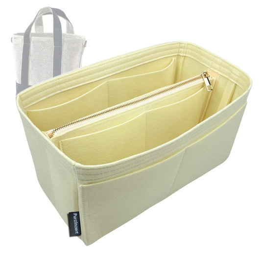 Bag Insert for (Lands End, Small 3 Pocket Open Top Canvas Tote Bag) Organizer Tote Purse Organiser Liner Shaper [Premium Felt Material]