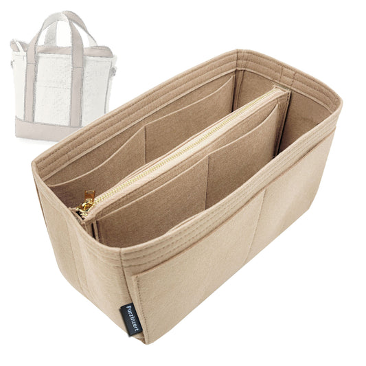 Bag Insert for (Lands End, Small 3 Pocket Zip Top Canvas Tote Bag) Organizer Tote Purse Organiser Liner Shaper [Premium Felt Material]