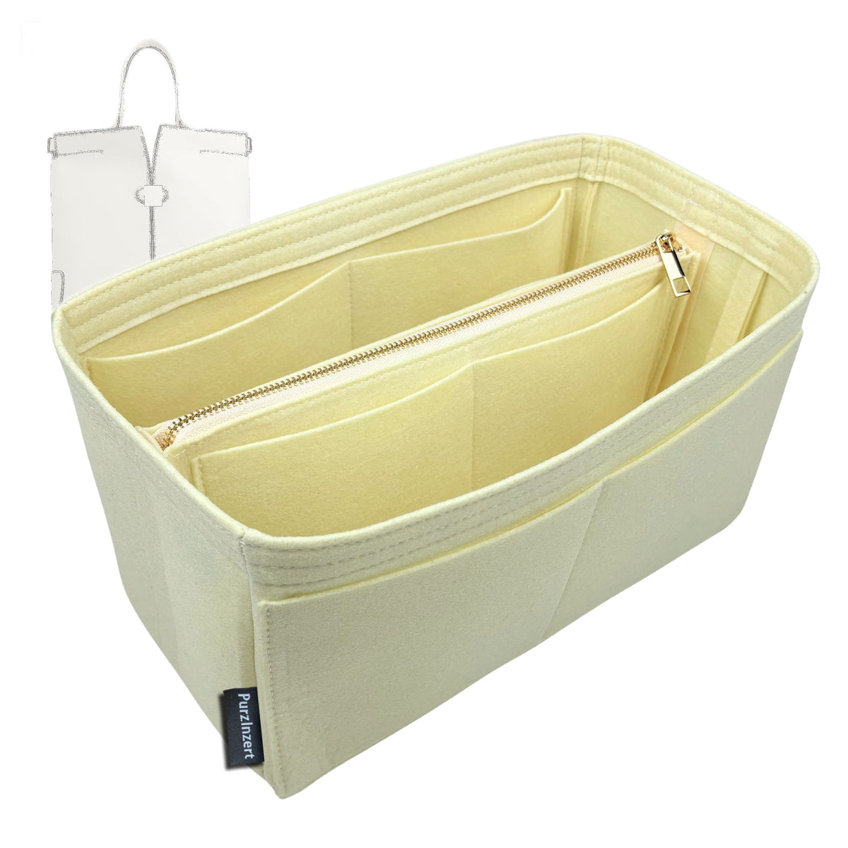 Bag Insert for (Tod's, Di Bag Folio in Leather Small) Organizer Tote Purse Organiser Liner Shaper [Premium Felt Material]