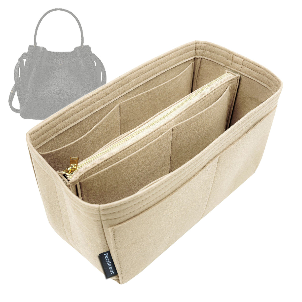 Bag Insert for (Tory Burch, Large Romy Bucket) Organizer Tote Purse Organiser Liner Shaper [Premium Felt Material]