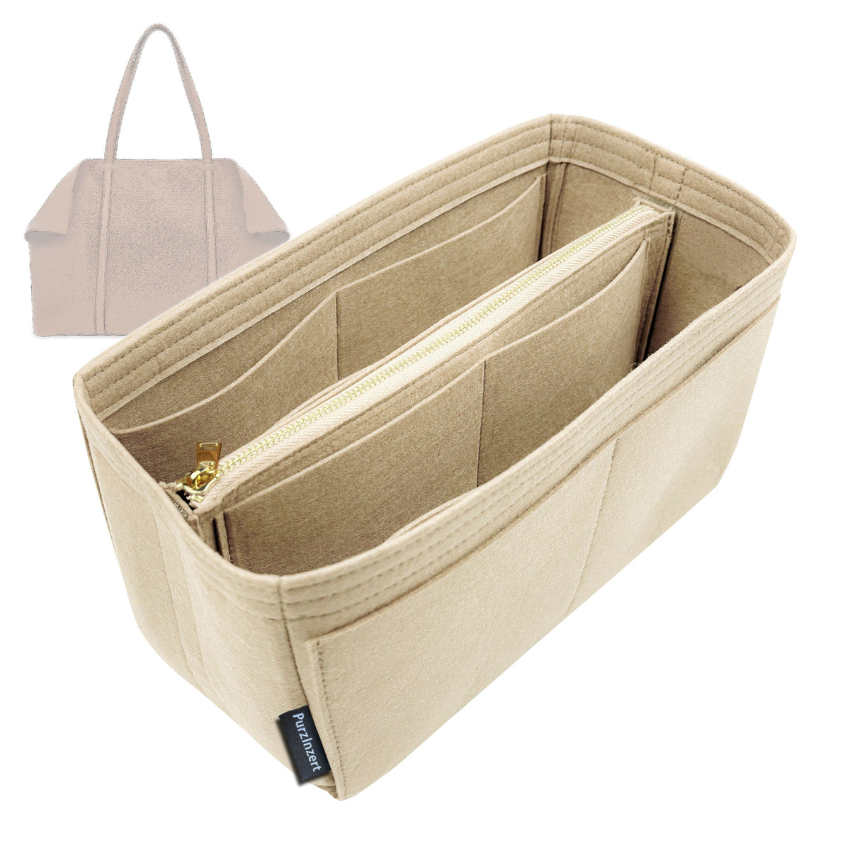 Bag Insert for (Ferragamo, Folded tote bag Large) Organizer Tote Purse Organiser Liner Shaper [Premium Felt Material]