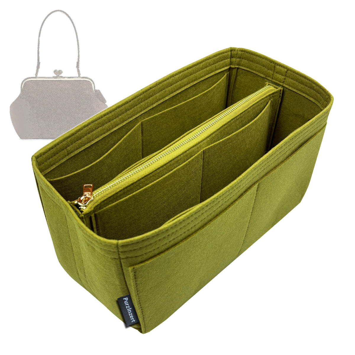 Bag Insert for (Coach, Kisslock Frame Bag 27) Organizer Tote Purse Organiser Liner Shaper [Premium Felt Material]