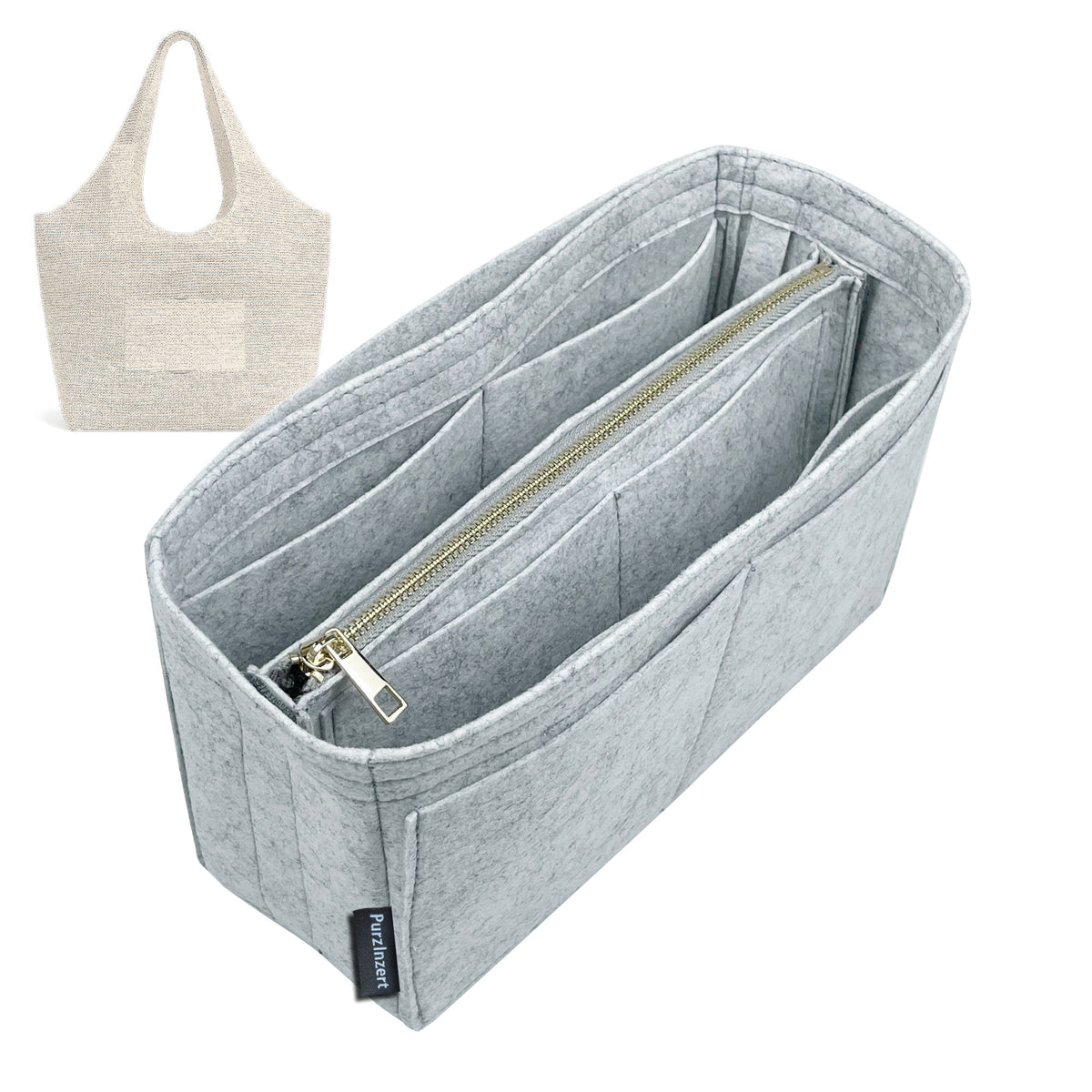 Bag Insert for (Celine, Classic Panier Shopper Cabas IN RAFFIA AND CALFSKIN) Organizer Tote Purse Organiser Liner Shaper [Premium Felt Material]