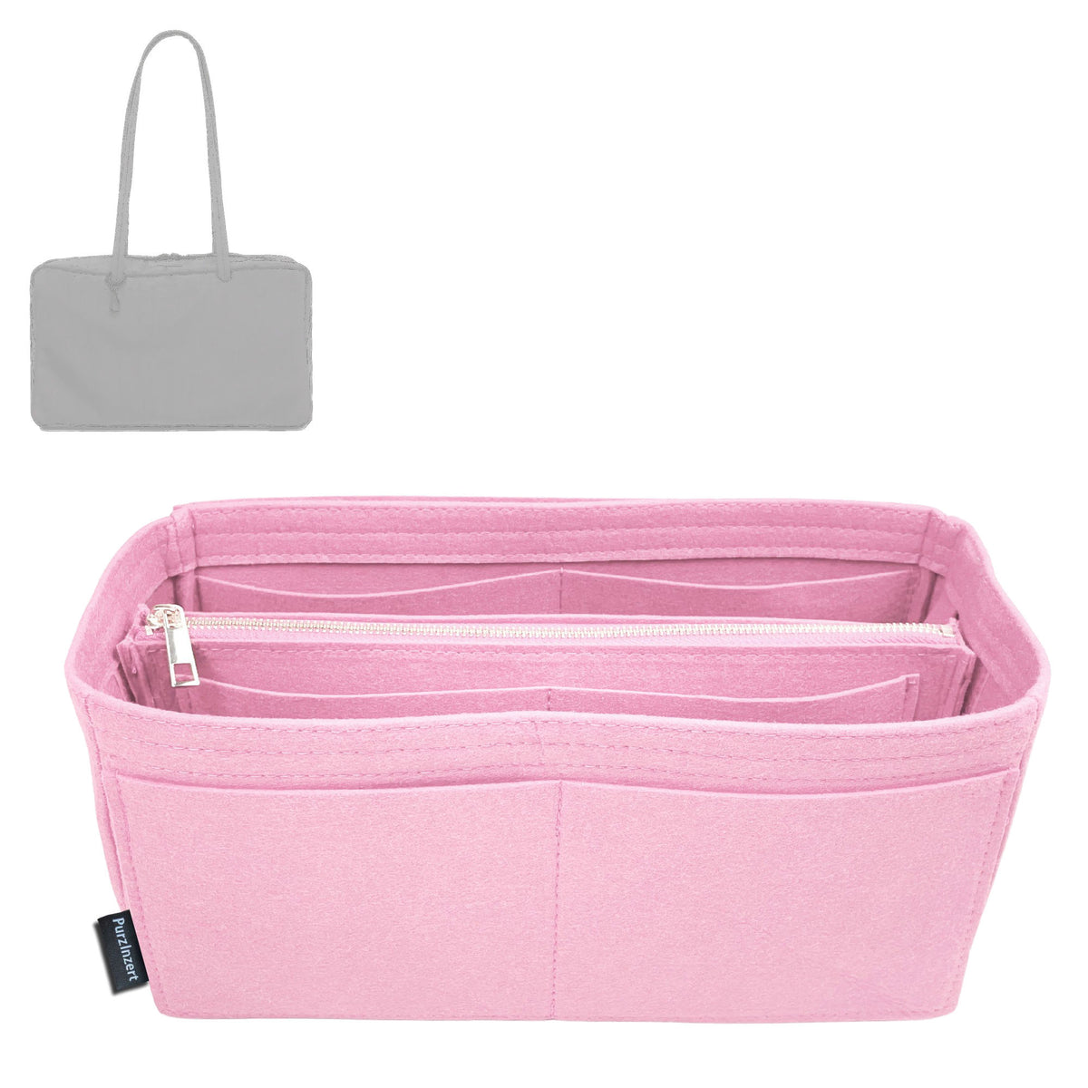 Bag Insert for (Baggu, Medium Nylon Bowler Bag 37cm) Organizer Tote Purse Organiser Liner Shaper [Premium Felt Material]